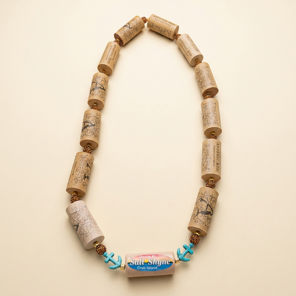 Synthetic Red Wine Anchor Cork Necklace