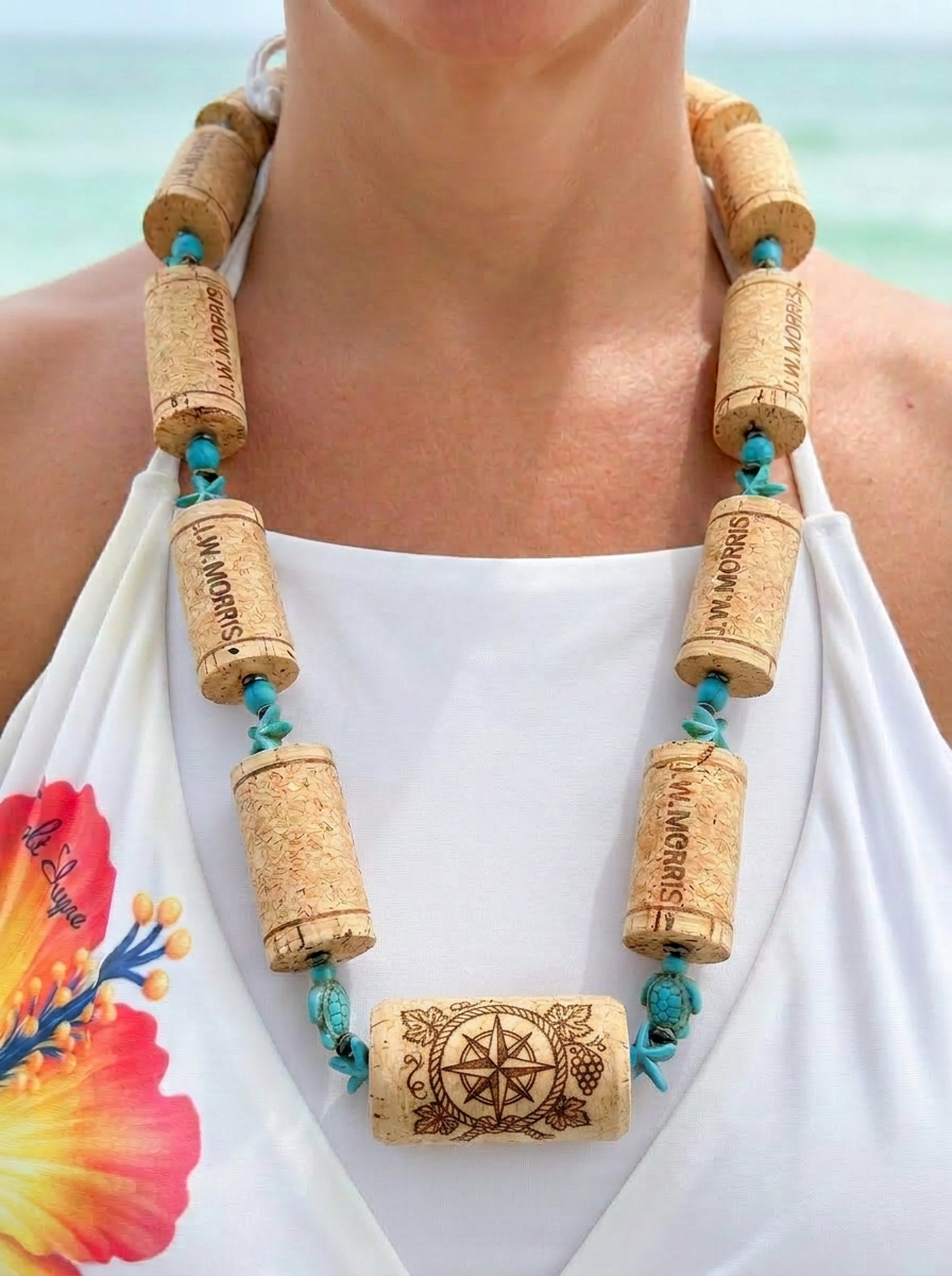 Turquoise Sea Turtle Cork Necklace