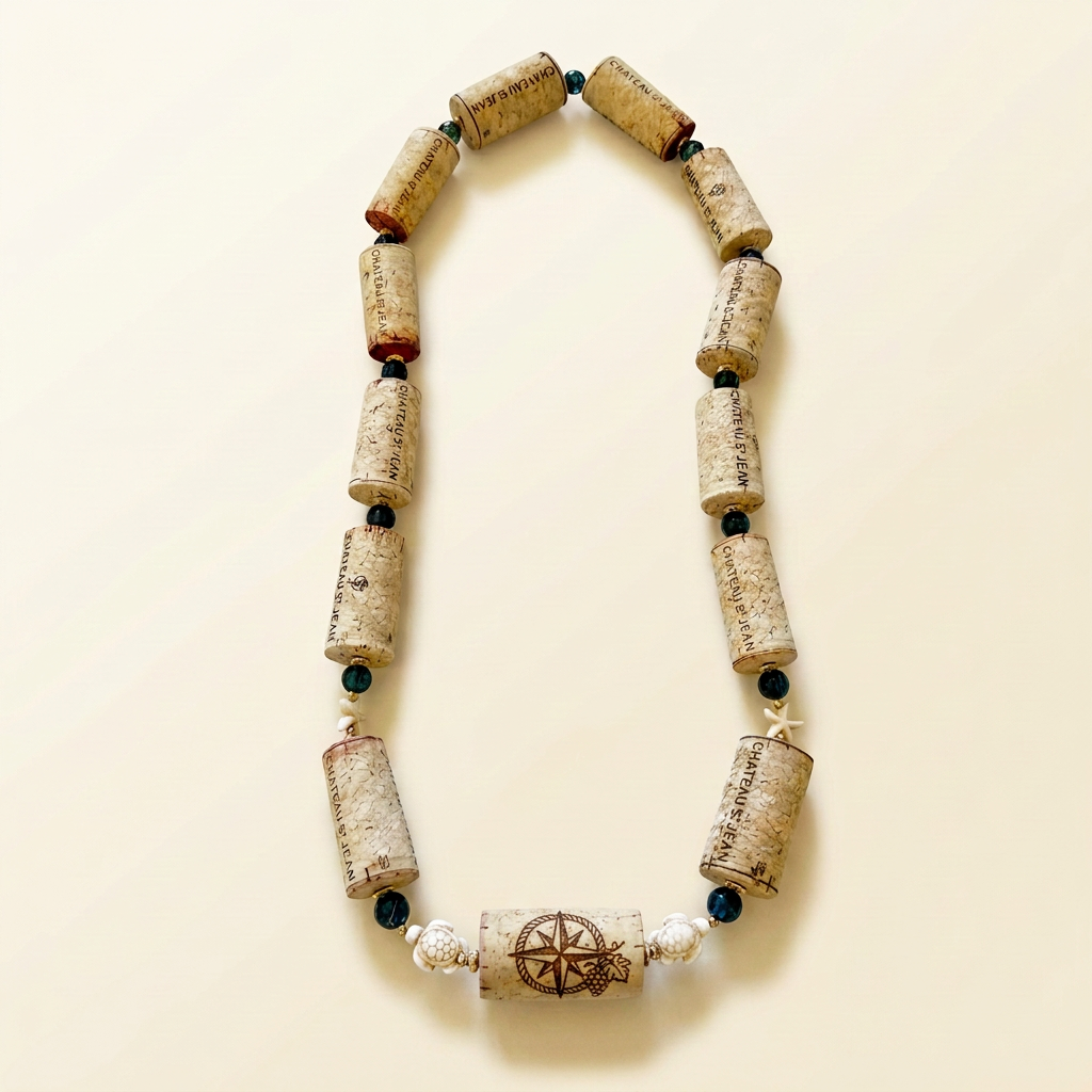 Teal Sea Turtle Cork Necklace
