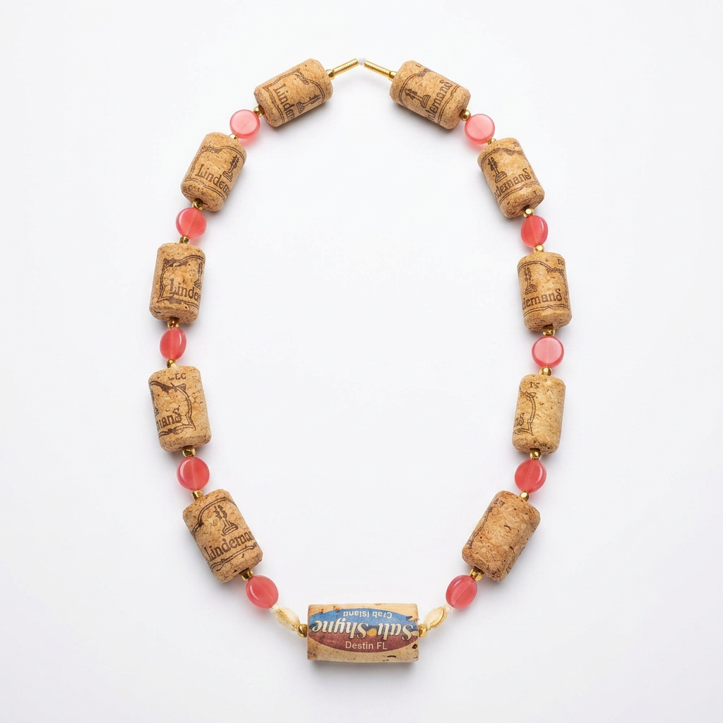 Salt Shyne Coral Pink Cork Necklace