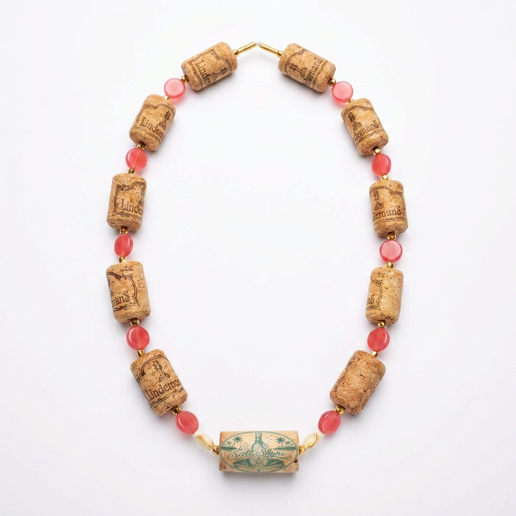 Salt Shyne Coral Pink Cork Necklace