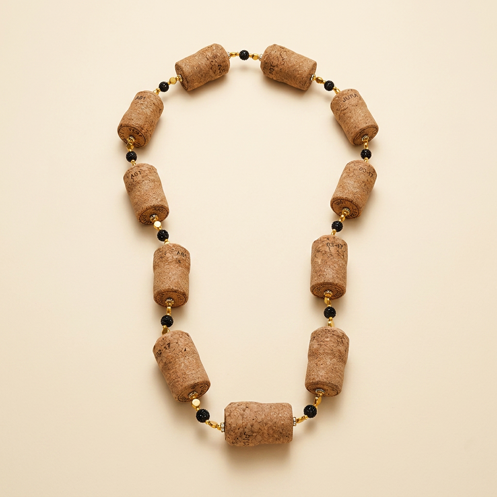Champagne Cork Black & Gold Necklace