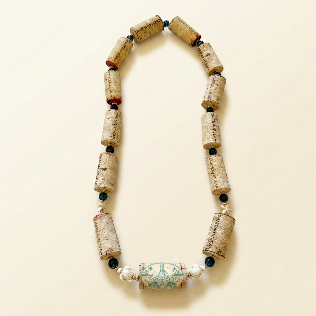 Teal Sea Turtle Cork Necklace
