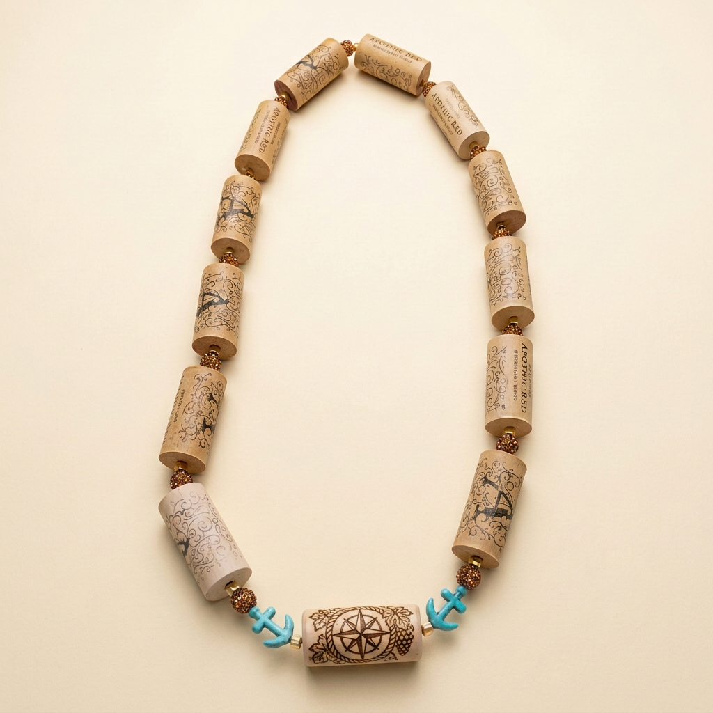 Synthetic Red Wine Anchor Cork Necklace