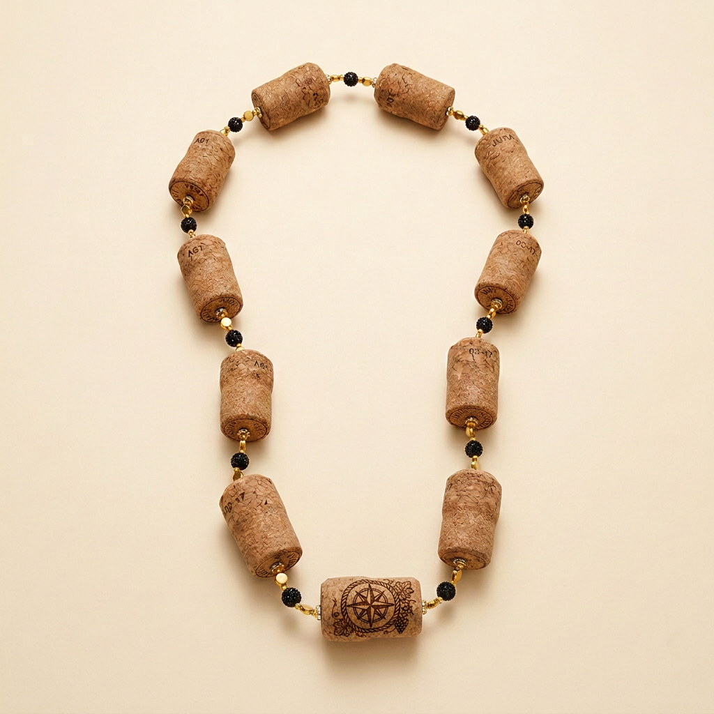 Champagne Cork Black & Gold Necklace