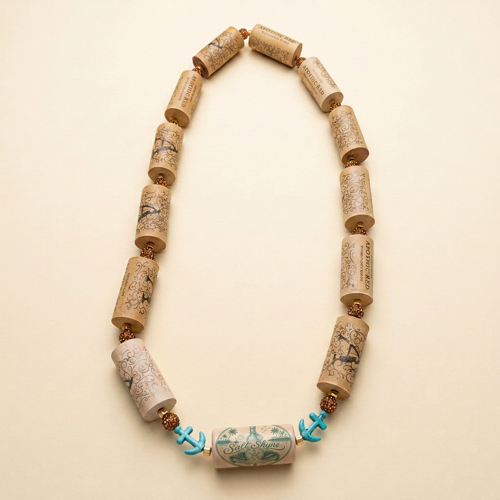 Synthetic Red Wine Anchor Cork Necklace