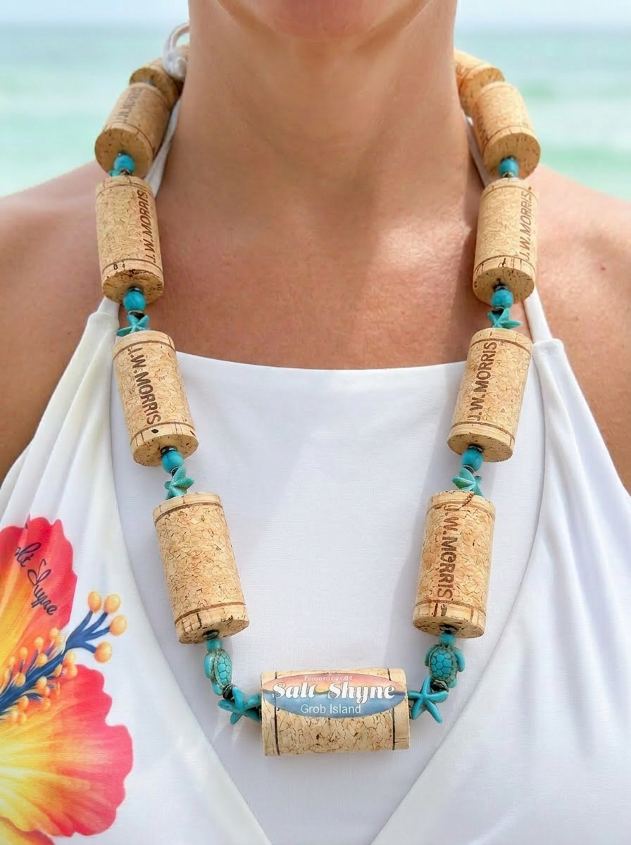 Turquoise Sea Turtle Cork Necklace