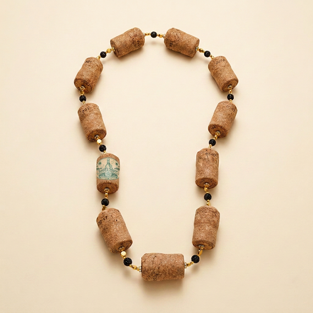 Champagne Cork Black & Gold Necklace