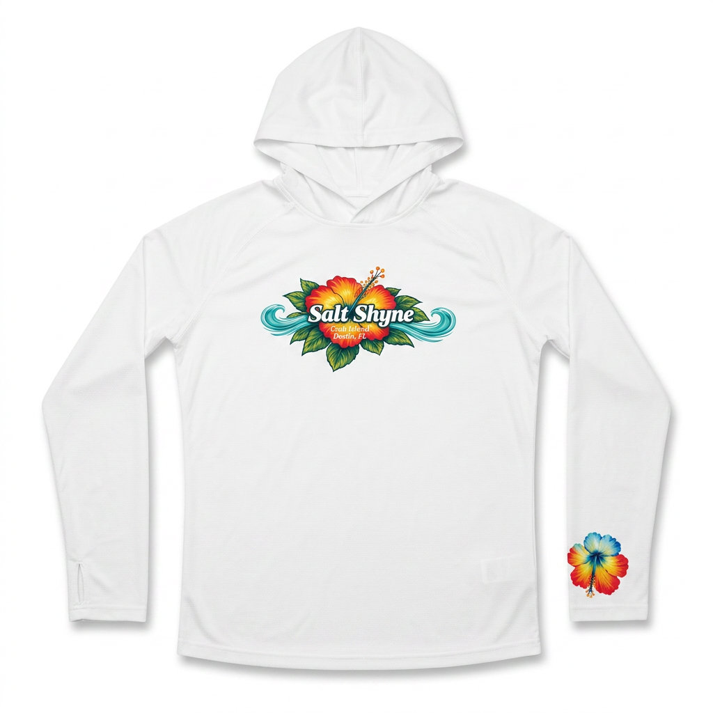 Salt Shyne White Hooded Hibiscus Sunshirt