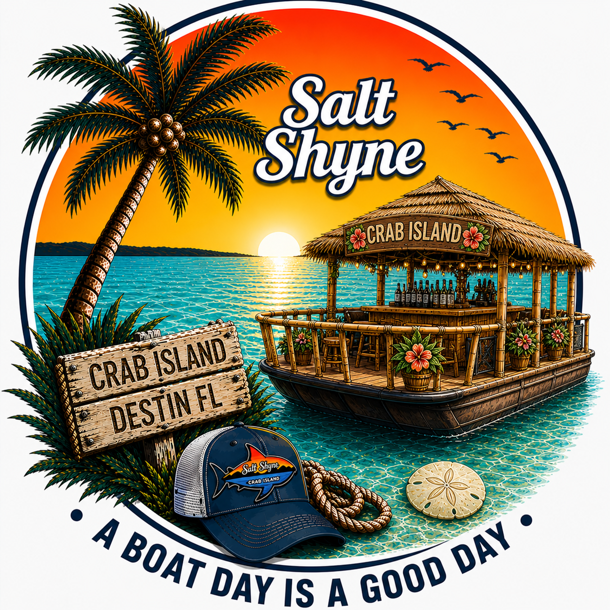 Salt Shyne Sunset Tiki Sunshirt — Gray