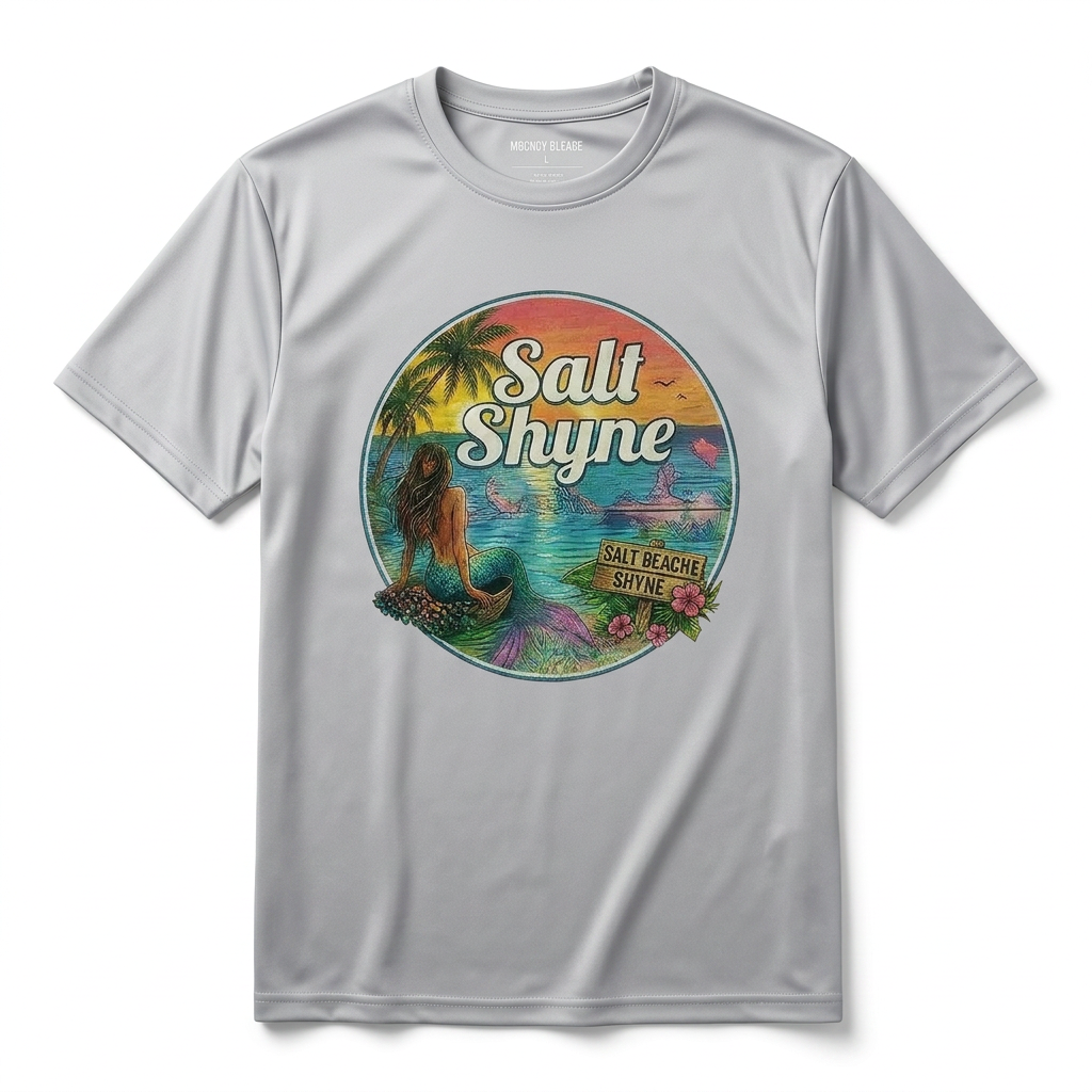Salt Shyne Crab Island Mermaid Vapor Micro Tee — Silver