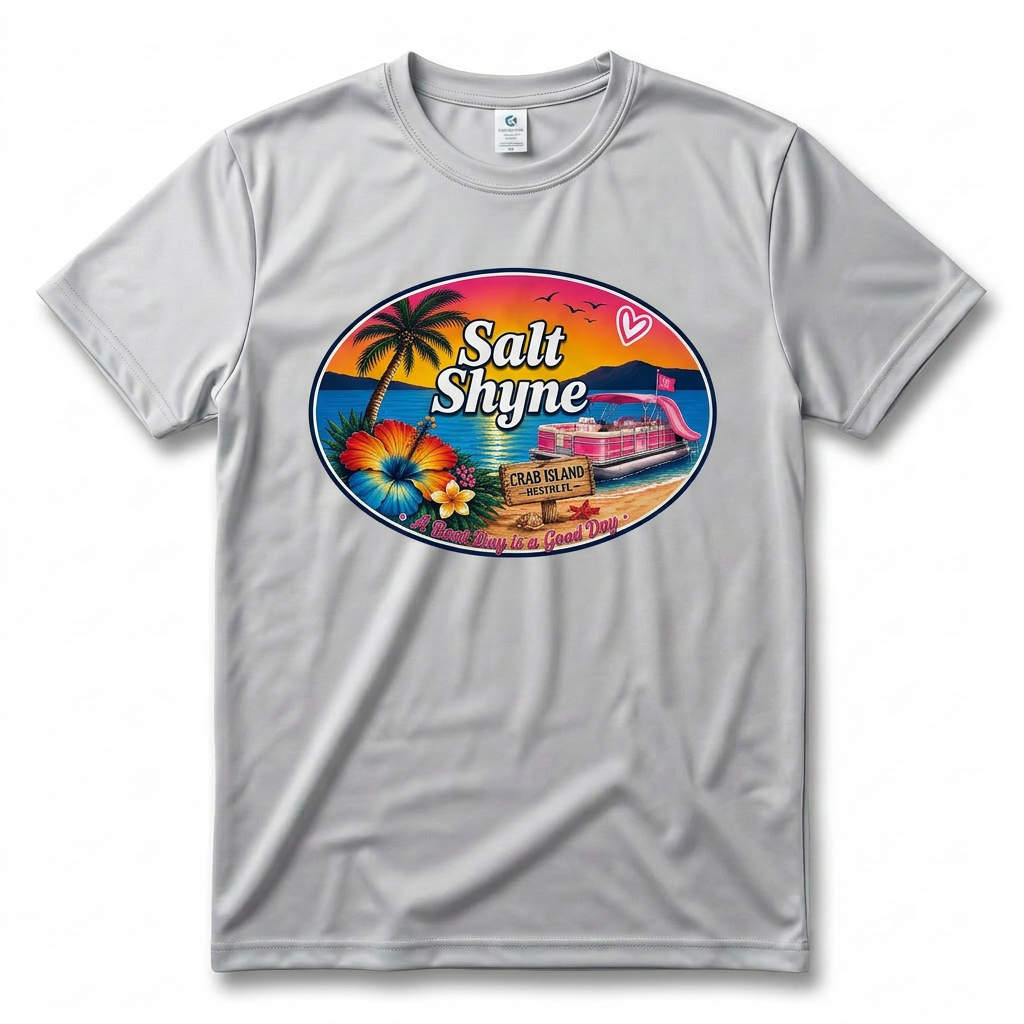 A Boat Day Is A Good Day Vapor Micro Tee — Silver Pontoon