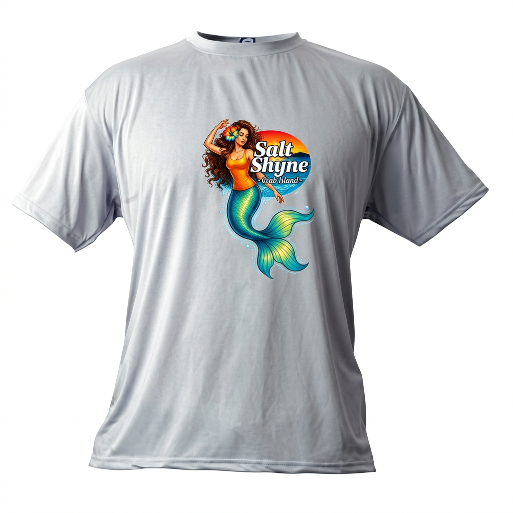 Salt Shyne Vertical Mermaid Vapor Micro Tee — Silver