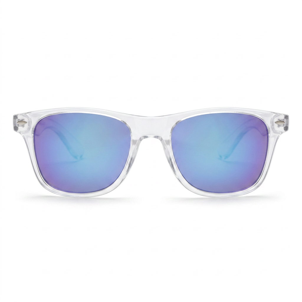 Salt Shyne Clear Frame Blue Mirror Sunnies