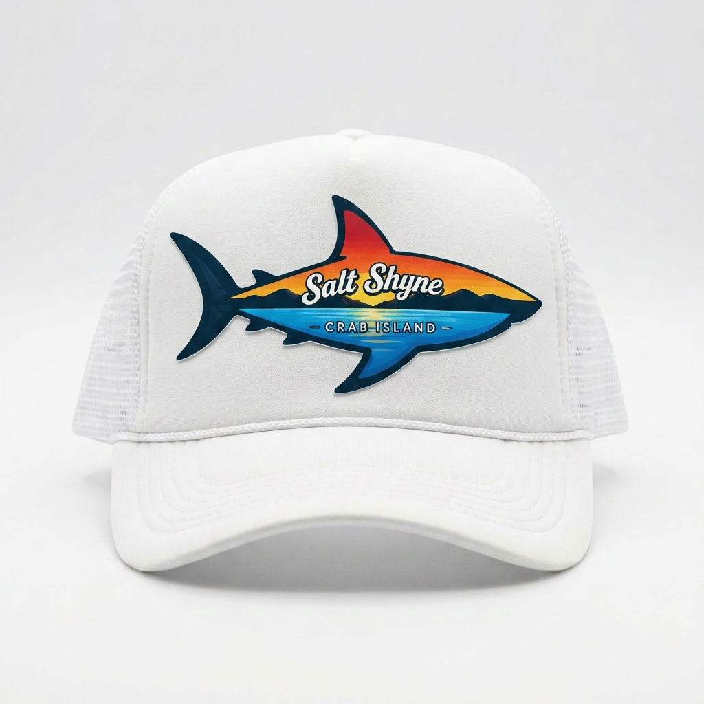 Salt Shyne Crab Island Shark Trucker Hat