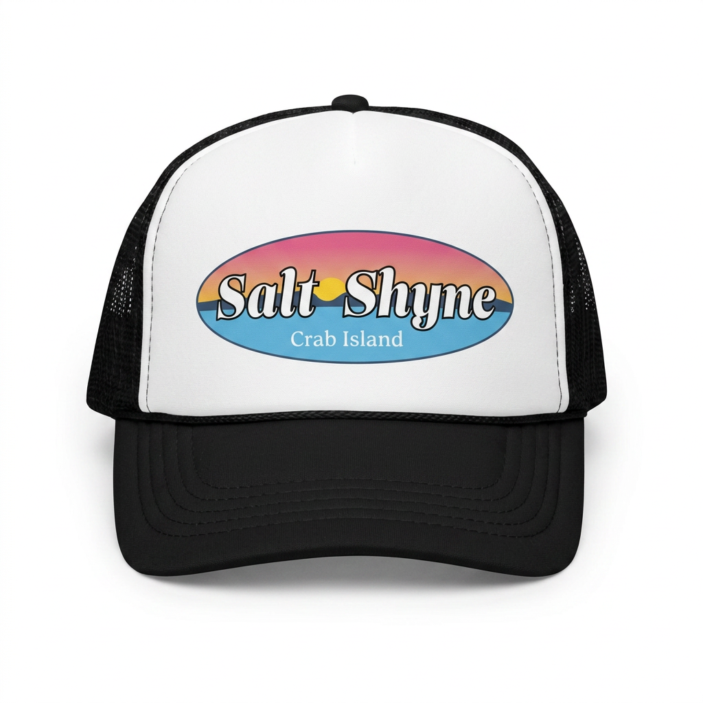 Salt Shyne Sunset Oval Black Trucker Hat