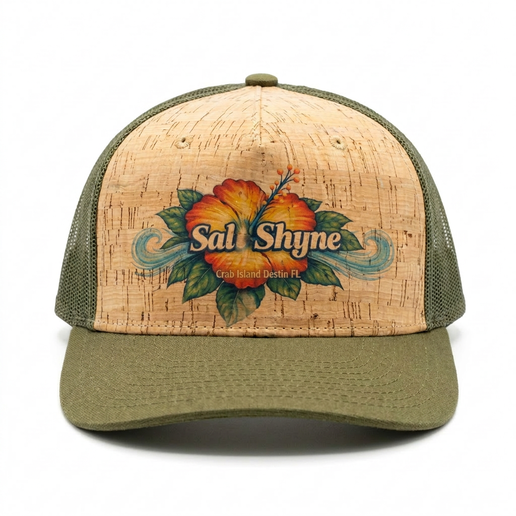 Cork Hibiscus Olive Trucker